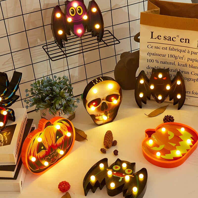 Halloween Pumpkin, Skull & Bat String Lights