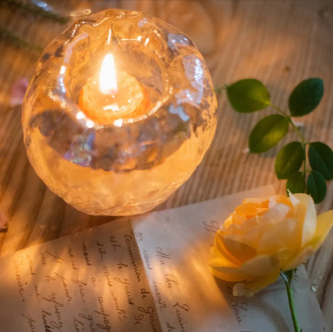 Textured Glass Candle Holder